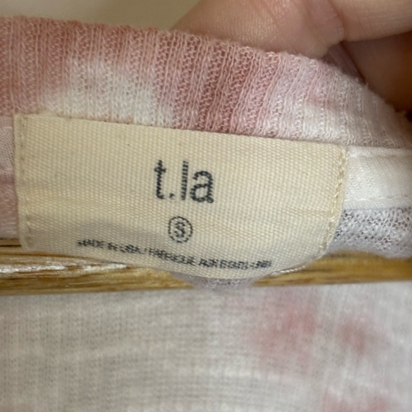 ANTHROPOLOGIE T.La PINK TIE DYE V-NECK JILL BABYDOLL PEPLUM TOP - Picture 3 of 8